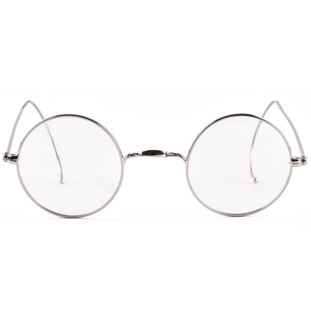 Lunettes rondes vintage de 44 mm avec monture en fil doré sans plaquettes de nez, monture optique av