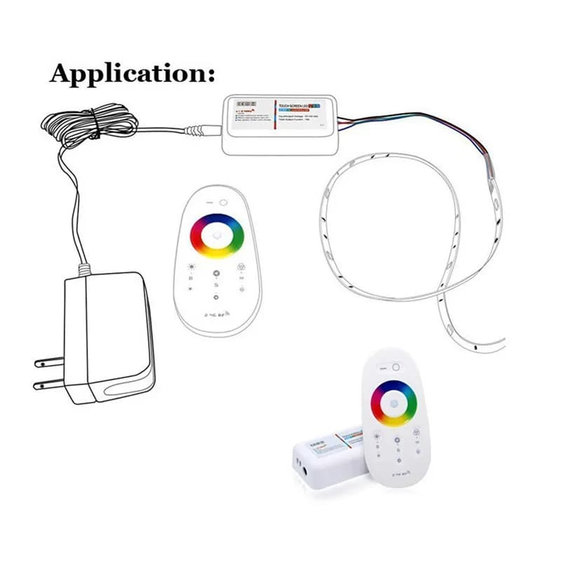 Contrôleur LED RGBW/RGB, écran tactile 2.4G DC12-24V 18A, canal de télécommande pour bande LED RGB +