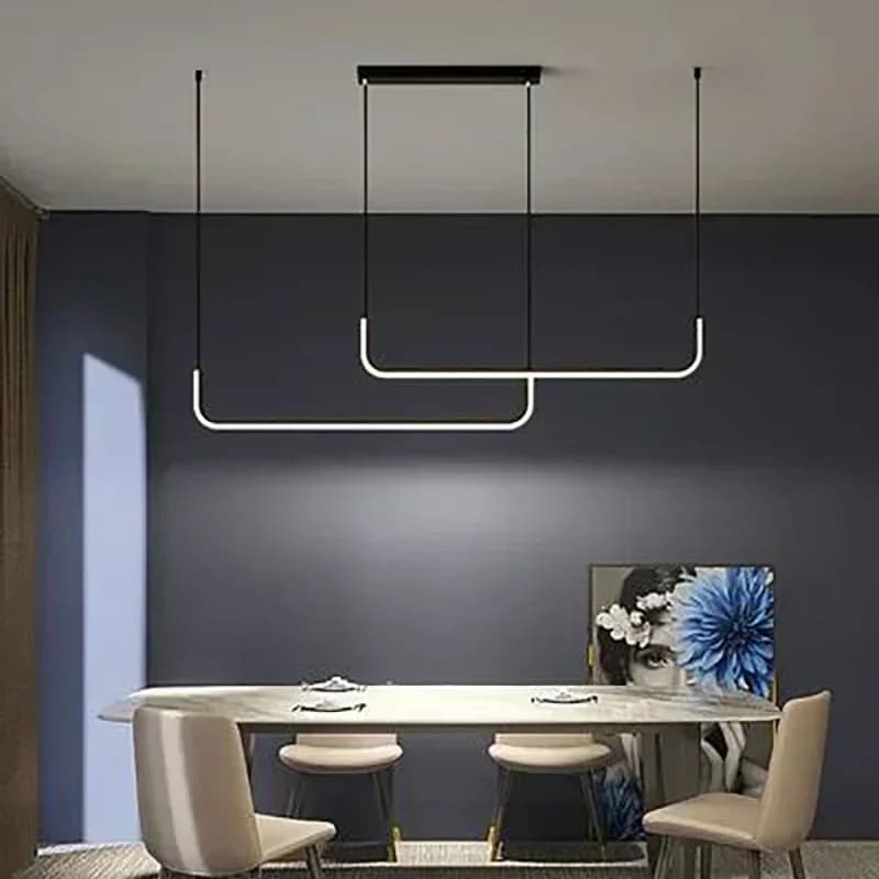 Moderne LED bande Lustre lumière Restaurant cuisine décor plafond or suspendus pendentifs salon écla