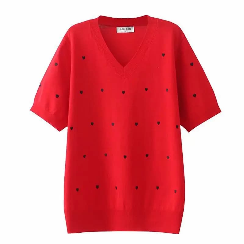 Pull à manches courtes Ice InjEmbroidery Coussins Temperament pour femmes, vêtements décontractés, g