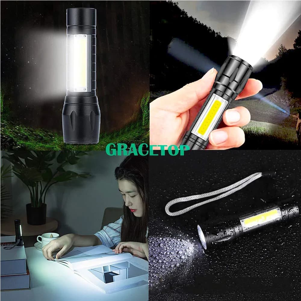Lampe de poche LED Zoom Rechargeable Portable XP-G Q5, Mini lampe torche, lanterne, 3 Modes d'éclair