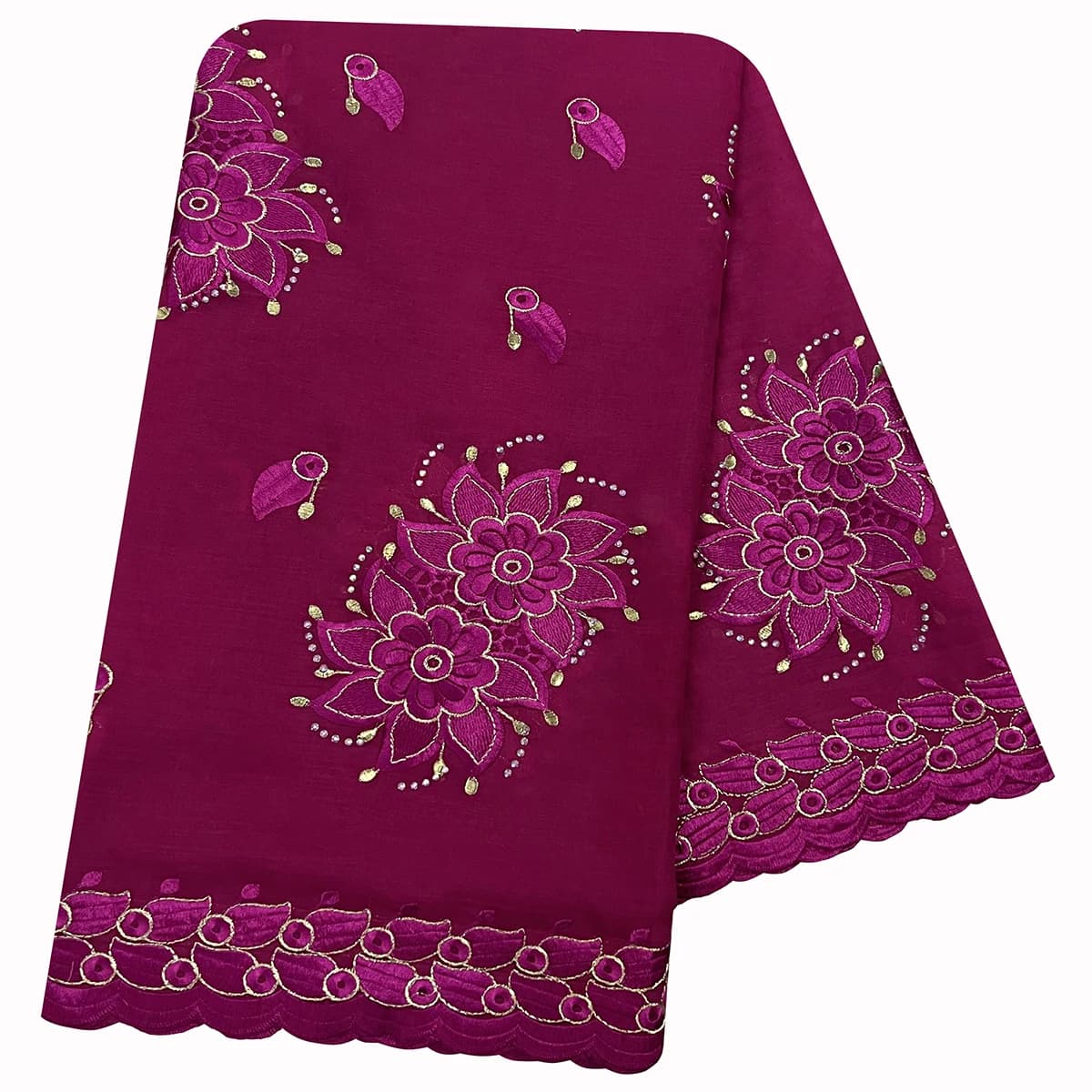 Tissu 100% coton de haute qualité, écharpe brodée en fil de coton rayonne pour femmes africaines, Hi