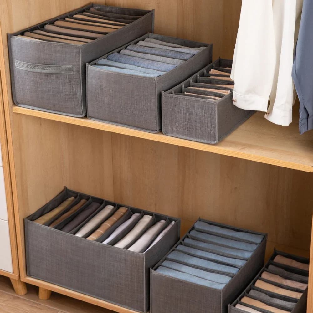 4 pièces/ensemble vêtements organisateur pantalons vêtements jean boîte de rangement garde-robe plac