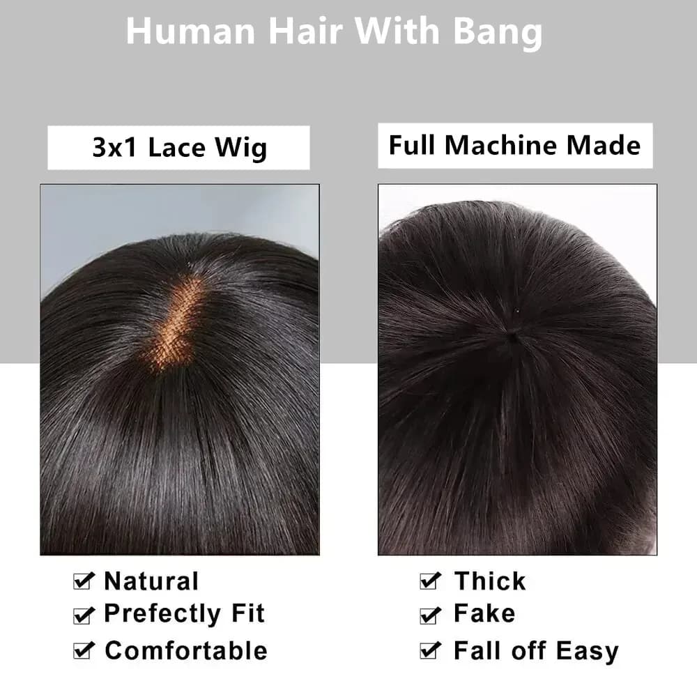30 pouces os perruque droite avec frange frange perruque de cheveux humains pour les femmes brésilie