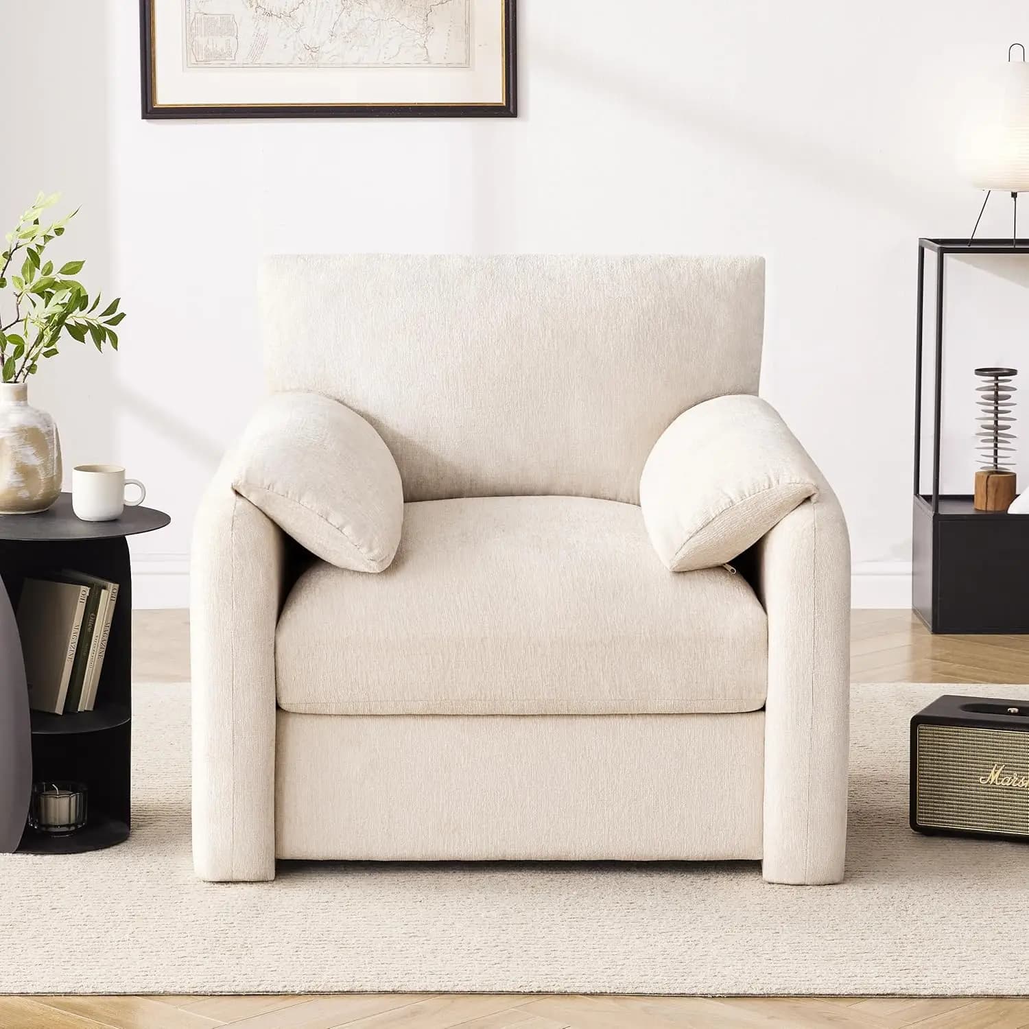 Fauteuil surdimensionné en chenille, 38,6 pouces de large, fauteuils d'appoint pour salon et chambre