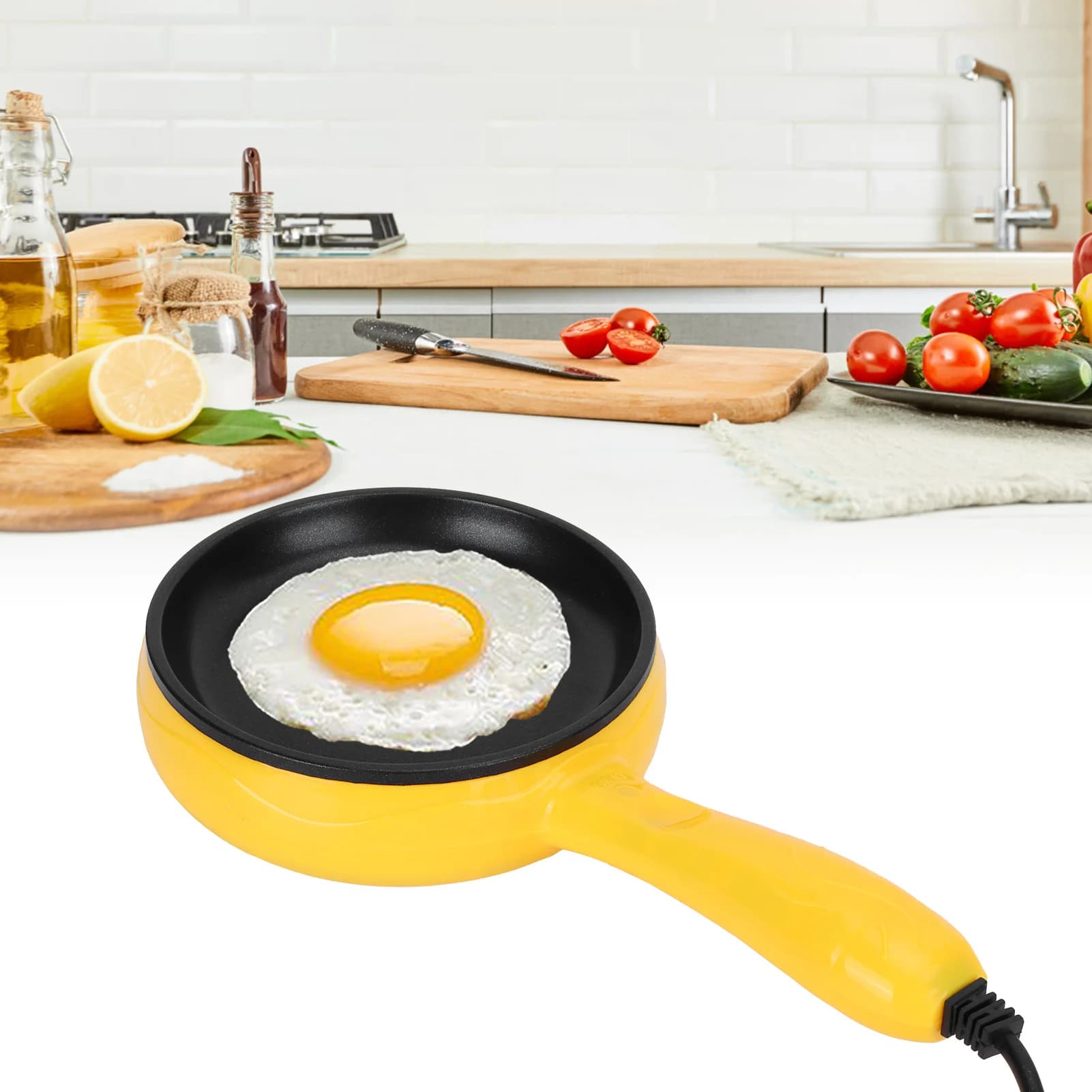 Mini poêle à frire antiétirement avec spatule en bois, poêle à œufs, poêle à steak frit, poêle à crê