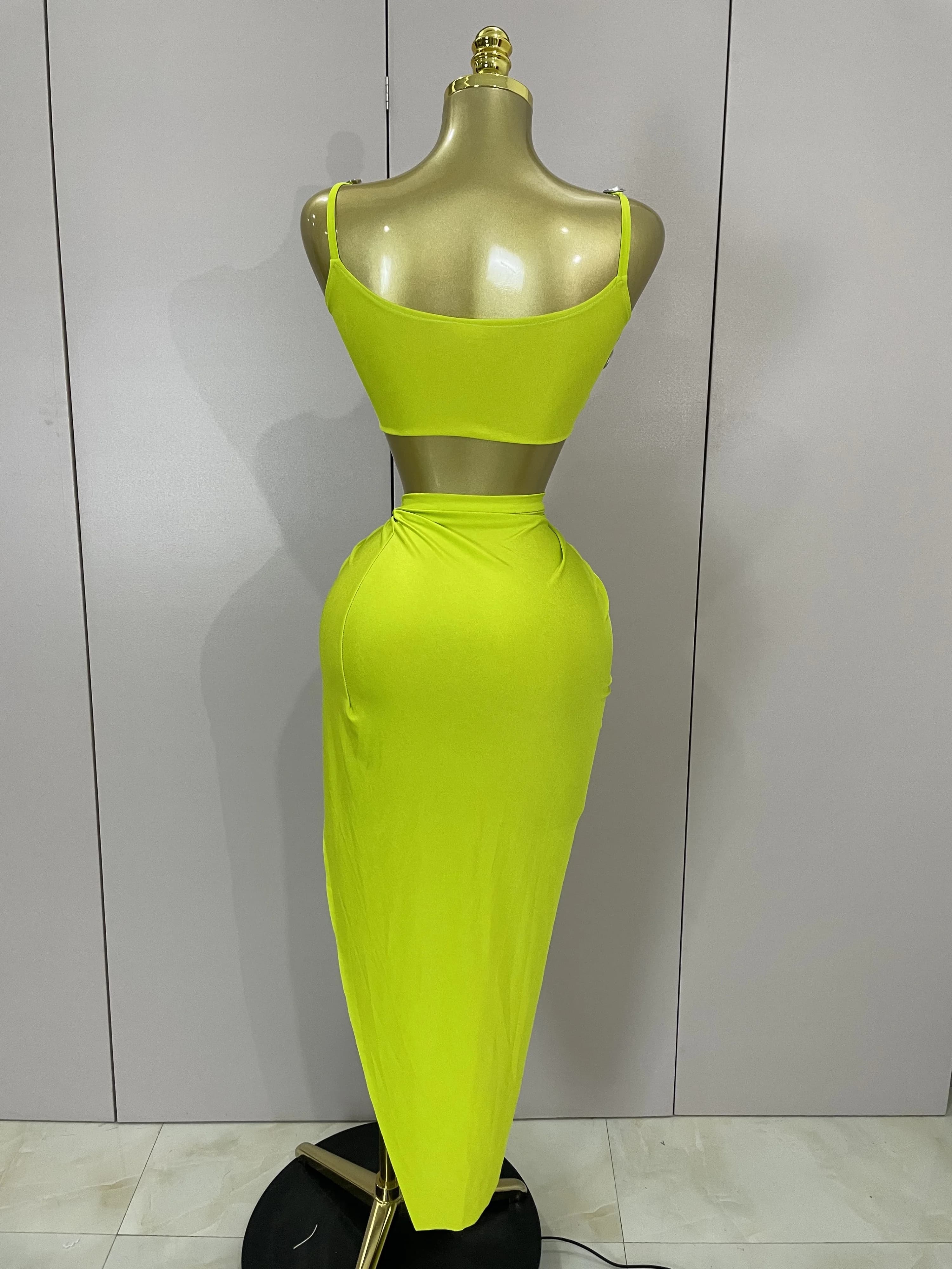 Ensemble deux pièces Sexy avec diamants en cristal scintillant pour femmes, Costume de spectacle sur