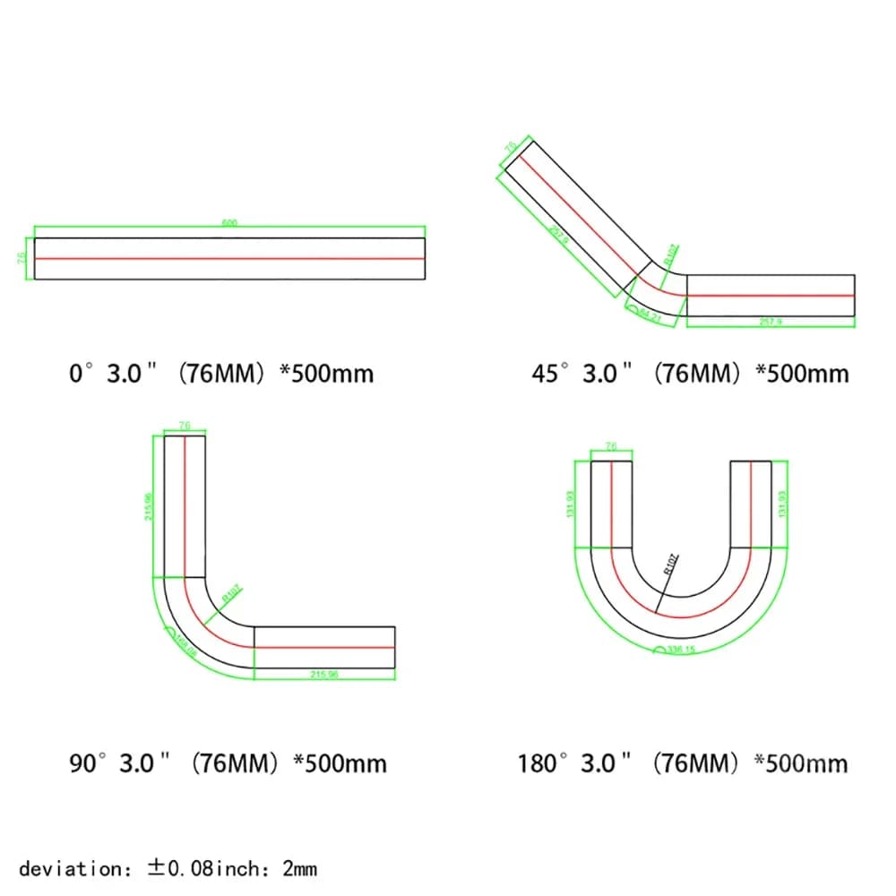 Tube universel en aluminium de Type L S, 76mm 89mm 3 pouces 3.5 pouces, tuyau d'admission d'air froi