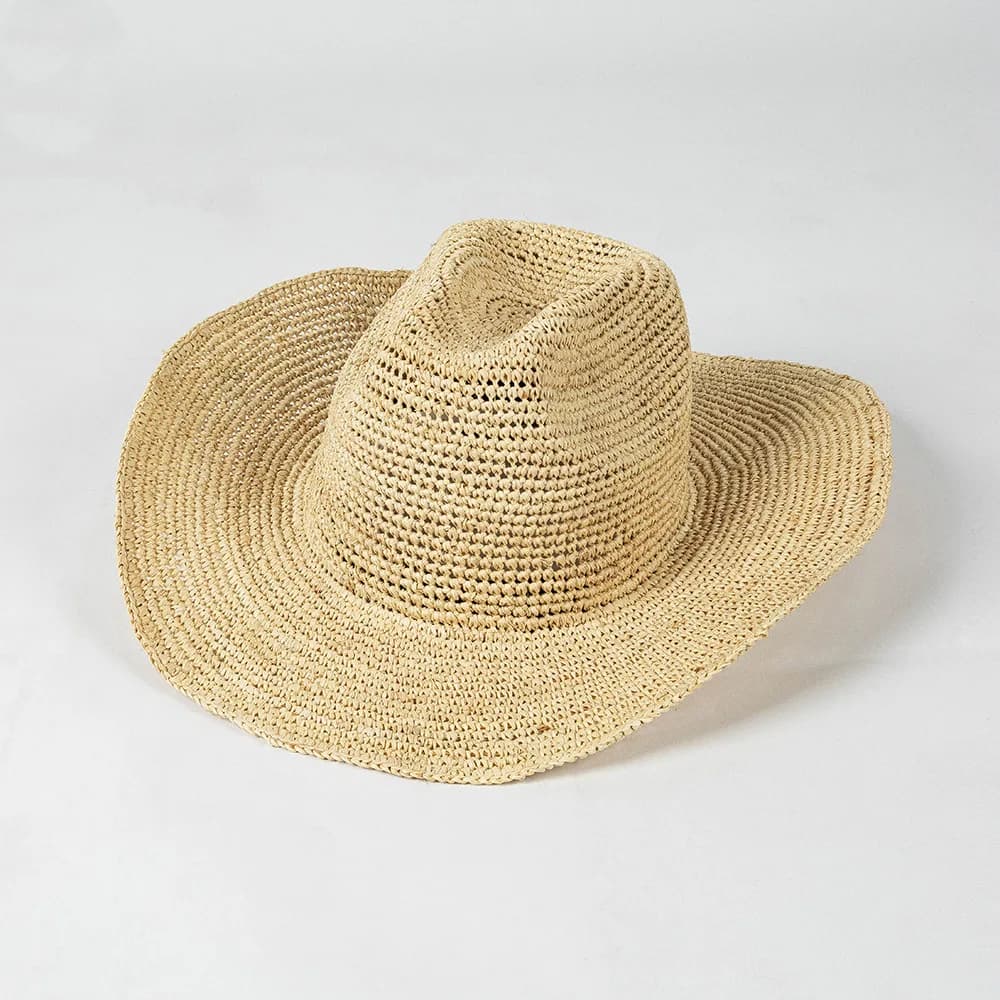USPOP nouveau printemps été mode décontracté Simple Crochet raphia Cowboy chapeau avec bord bouclé e