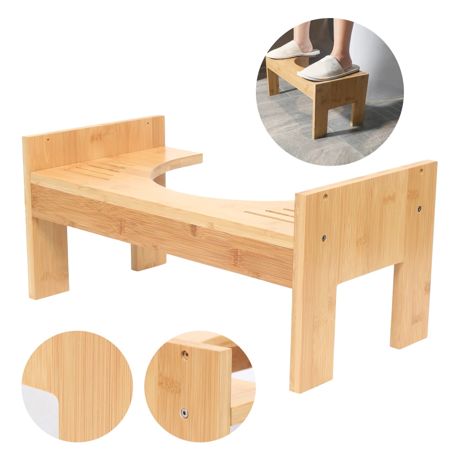 Tabouret de toilette en bambou, tabouret de merde, banc de Squat Portable, tabouret de pot pour adul