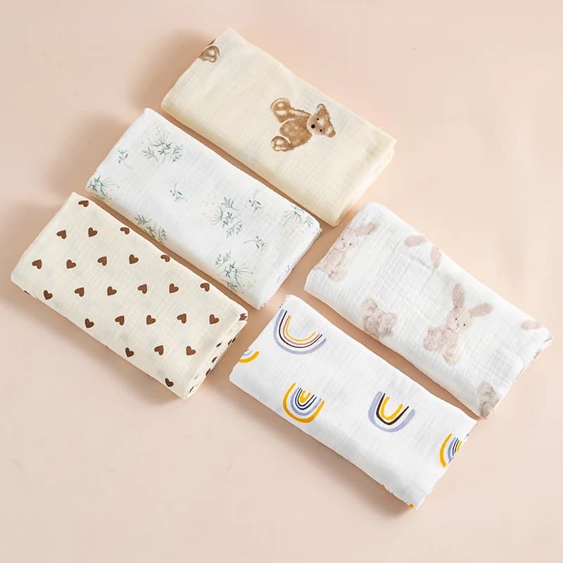 Ins – couverture d'emmaillotage en mousseline pour bébé, 2 couches de coton, pour nouveau-né, servie