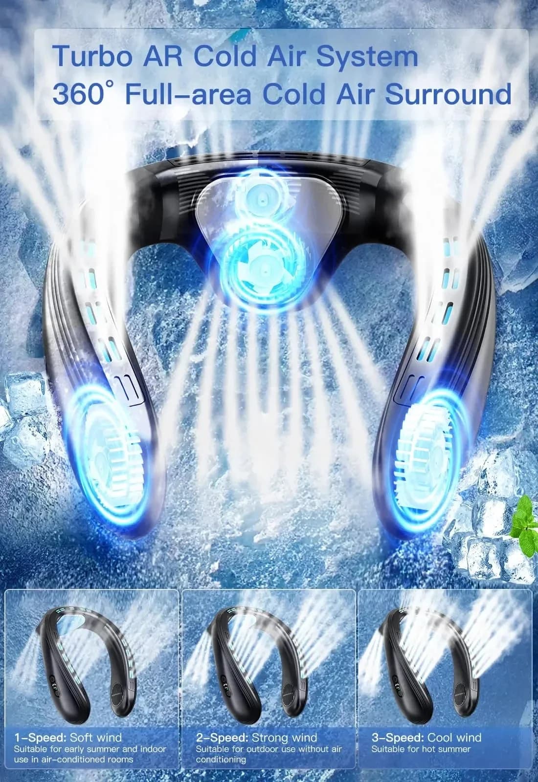 Nouveau climatiseur de cou Portable ventilateur de cou Rechargeable semi-conducteur refroidissement 