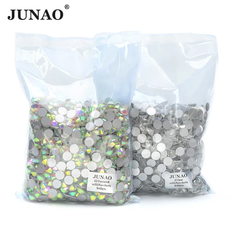 JUNAO 100 brut SS3 SS4 SS5 SS6 SS16 SS20 SS30 SS40 SS50 grande taille cristal clair verre AB Strass 