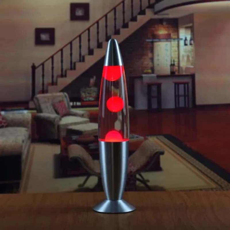 Lampe à lave avec base métallique, prise EU, lumière d'ambiance volcanique liquide pour chambre, tab