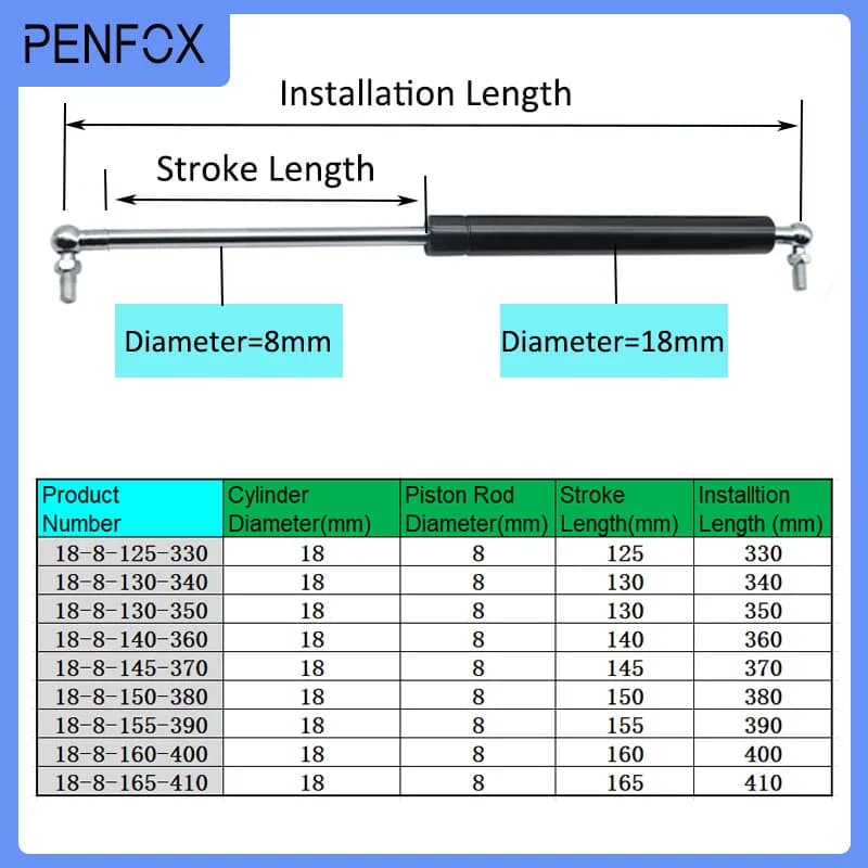Barres de jambe de force à gaz 330-410mm 10kg/100N, Supports de levage, ressort à gaz pour boîte à o