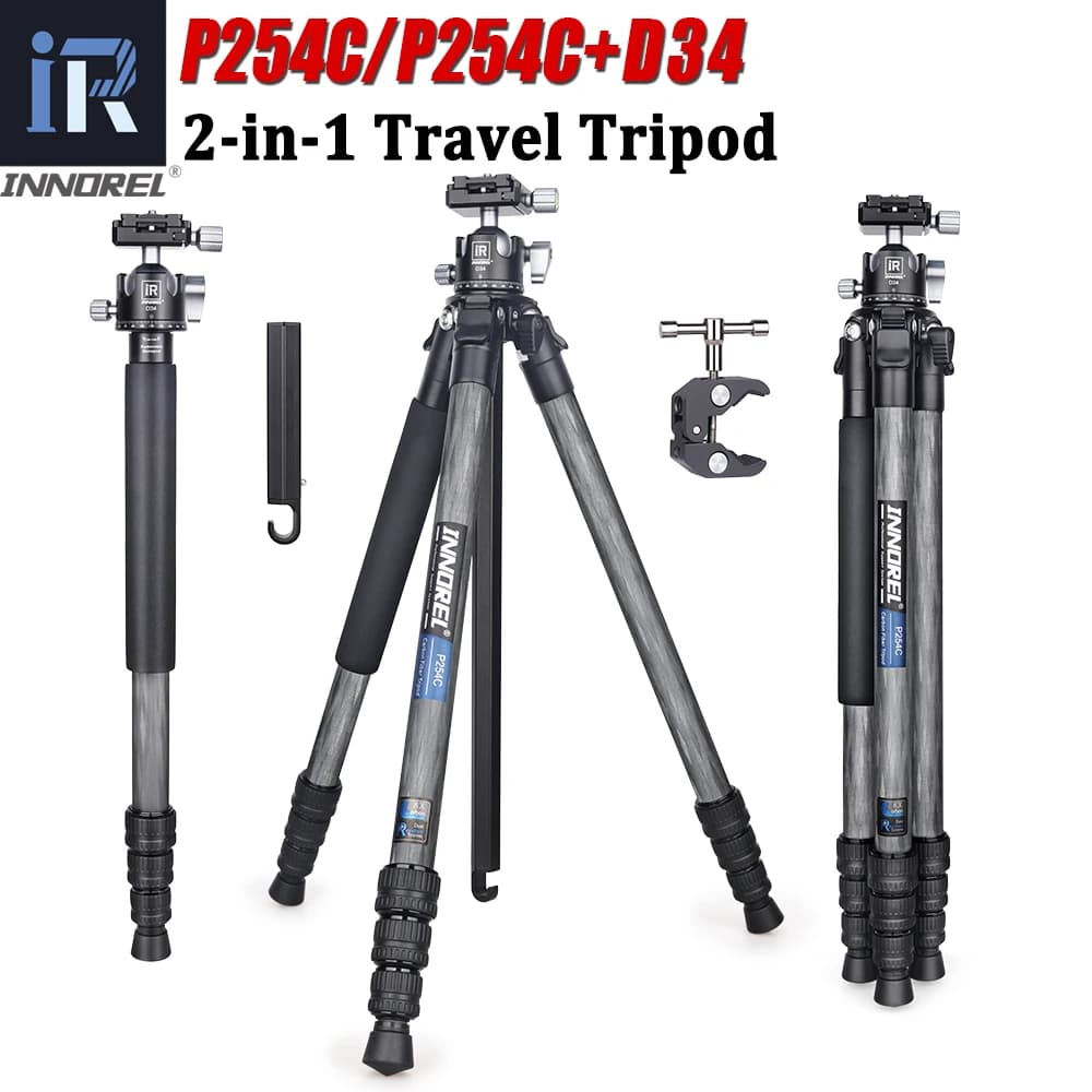 INNOREL P254C Trépied en carbone Portable Compact Support de voyage léger pour appareil photo reflex