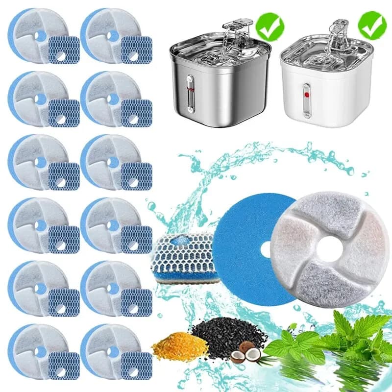 12 pièces/ensemble filtres de remplacement pour chat chien fontaine animal de compagnie chat abreuvo