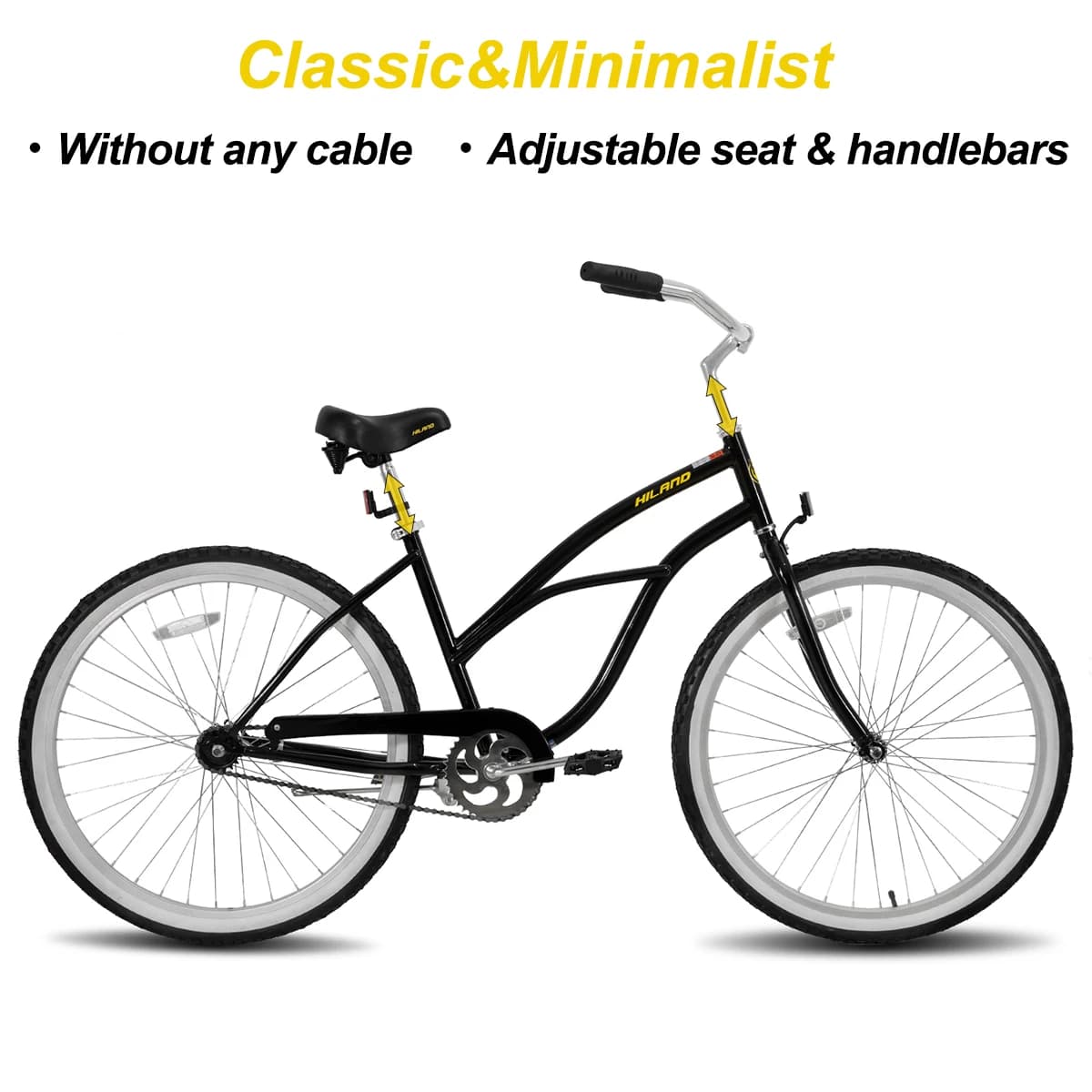 HILAND-Vélo de montagne pour femmes 26 pouces, vélo de montagne à vitesse unique avec frein à dessou