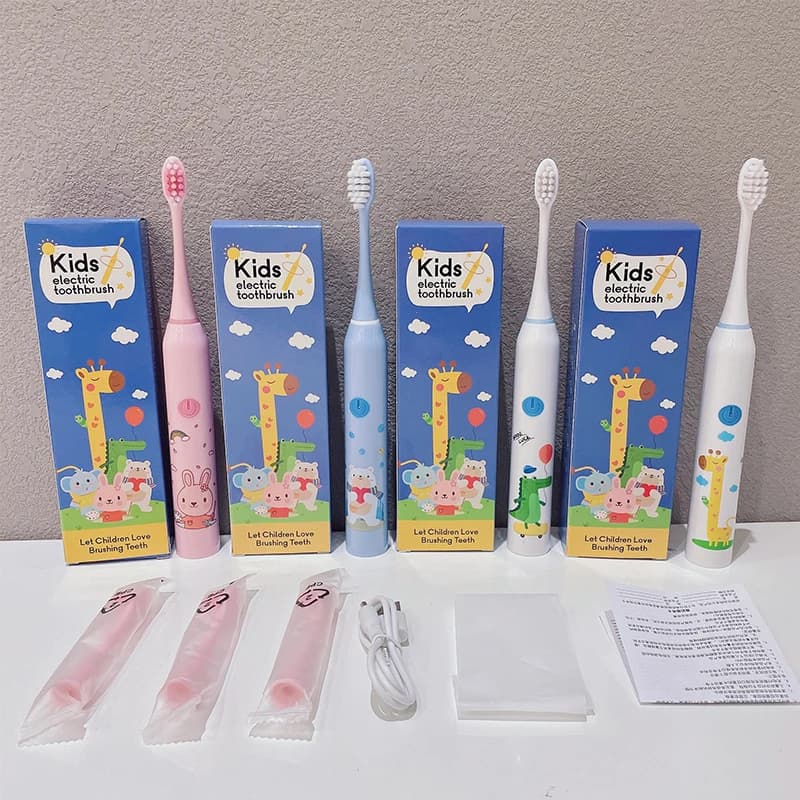 Brosse à dents électrique sonique propre pour enfants, motif de dessin animé pour enfants, avec tête