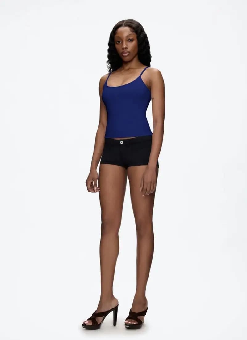 Débardeur moulant sexy bleu foncé pour femme, idéal pour le sport et les activités de plein air