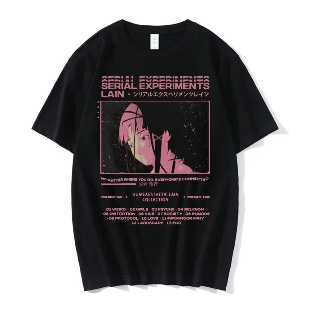 Anime expériences en série Lain T-Shirt hommes femmes graphique t-shirts unisexe Iwakura Manga fille