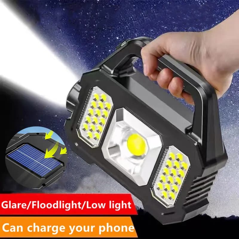 Lampe de poche LED solaire aste, COB, zoomable, étanche, ampoules DulTorch, peut charger le téléphon
