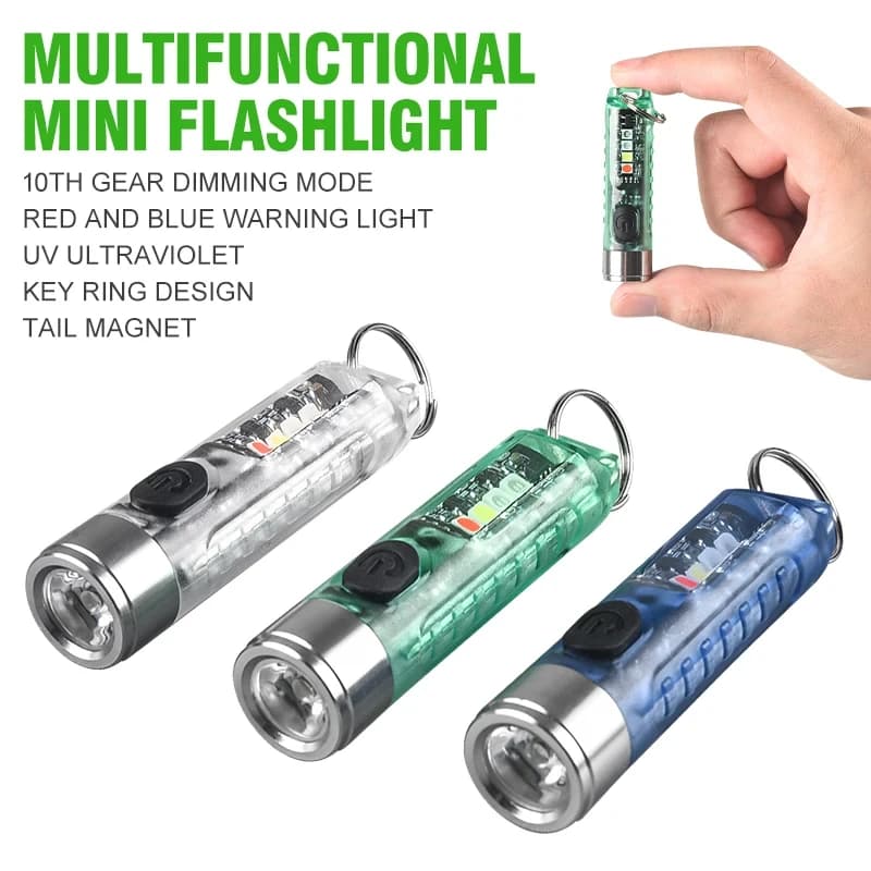 Mini lampe de poche LED multifonction, étanche, porte-clés, Portable, étanche, avertissement magnéti