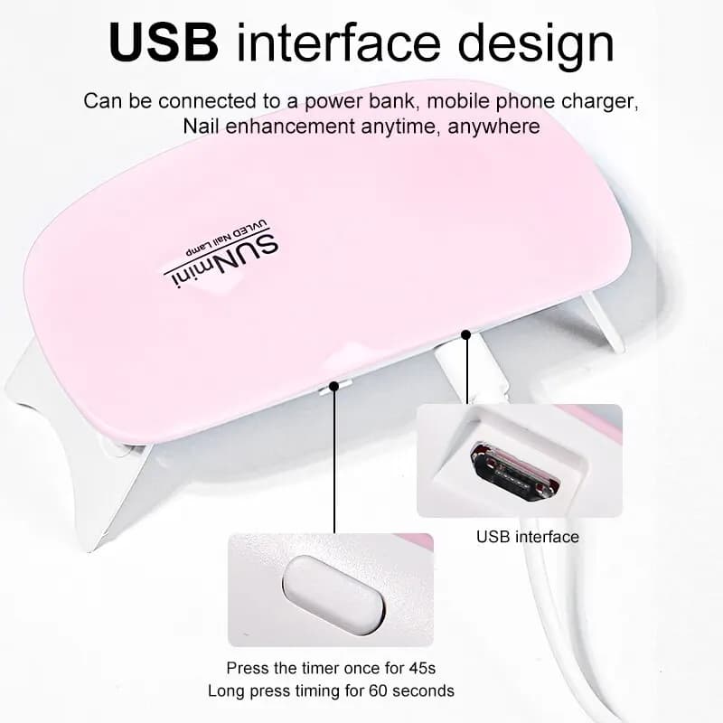 Mini Sèche-Ongles Portable 6W, Lampe de Manucure UV à Usage Domestique, pour le vaccage du Verhérita