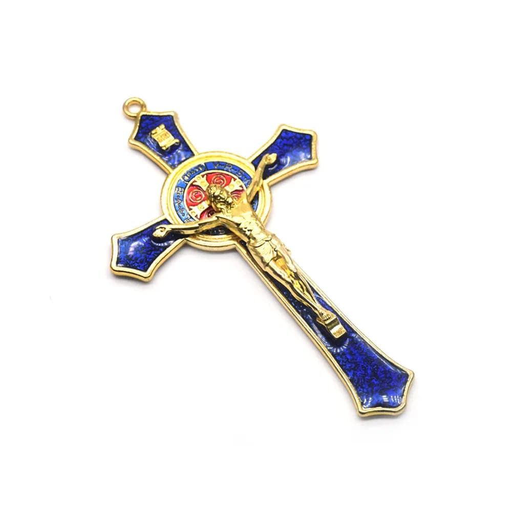 Pendentif Saint Benoît doré, croix de Jésus Christ, religion, prière, fournitures de décoration, 12x