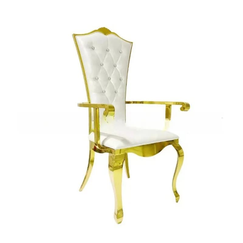 Chaise de mariage en acier inoxydable, style européen, pour villa royale, club, fauteuil à dossier h