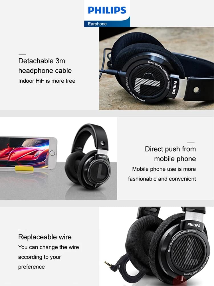 Philips Original SHP9500 casque filaire HiFi stéréo HD micro appel écouteurs sport course casque iPh