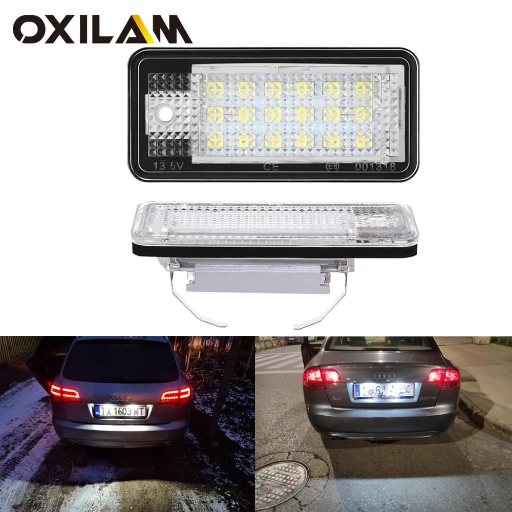 Lumière de plaque d'immatriculation LED sans erreur, 2 pièces, 12V, pour Audi A4 S4 B6 B7 A6 C6 S6 A