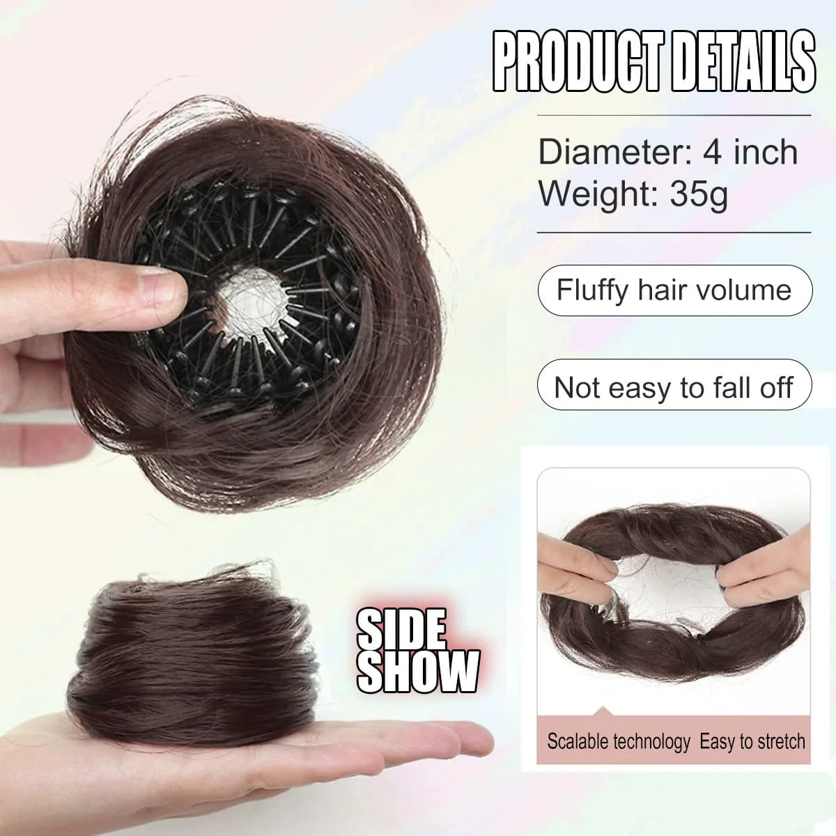 Chignon synthétique avec Clips élastiques circulaires, 1 pièce, perruque de cheveux lisses en forme 