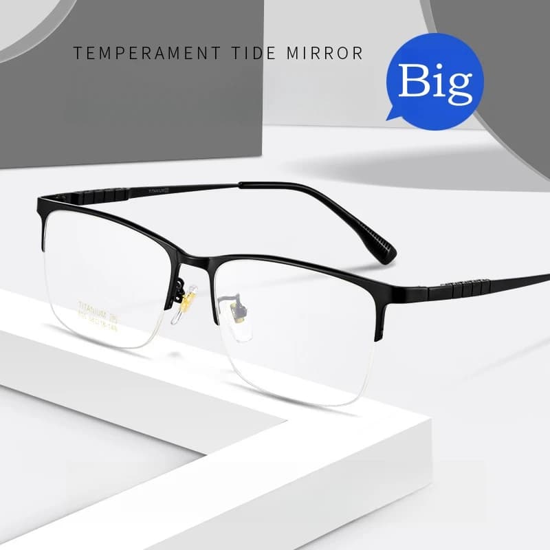 YIMARUILI-Lunettes optiques carrées ultra-légères pour hommes, demi-monture, titane pur, rétro, affa