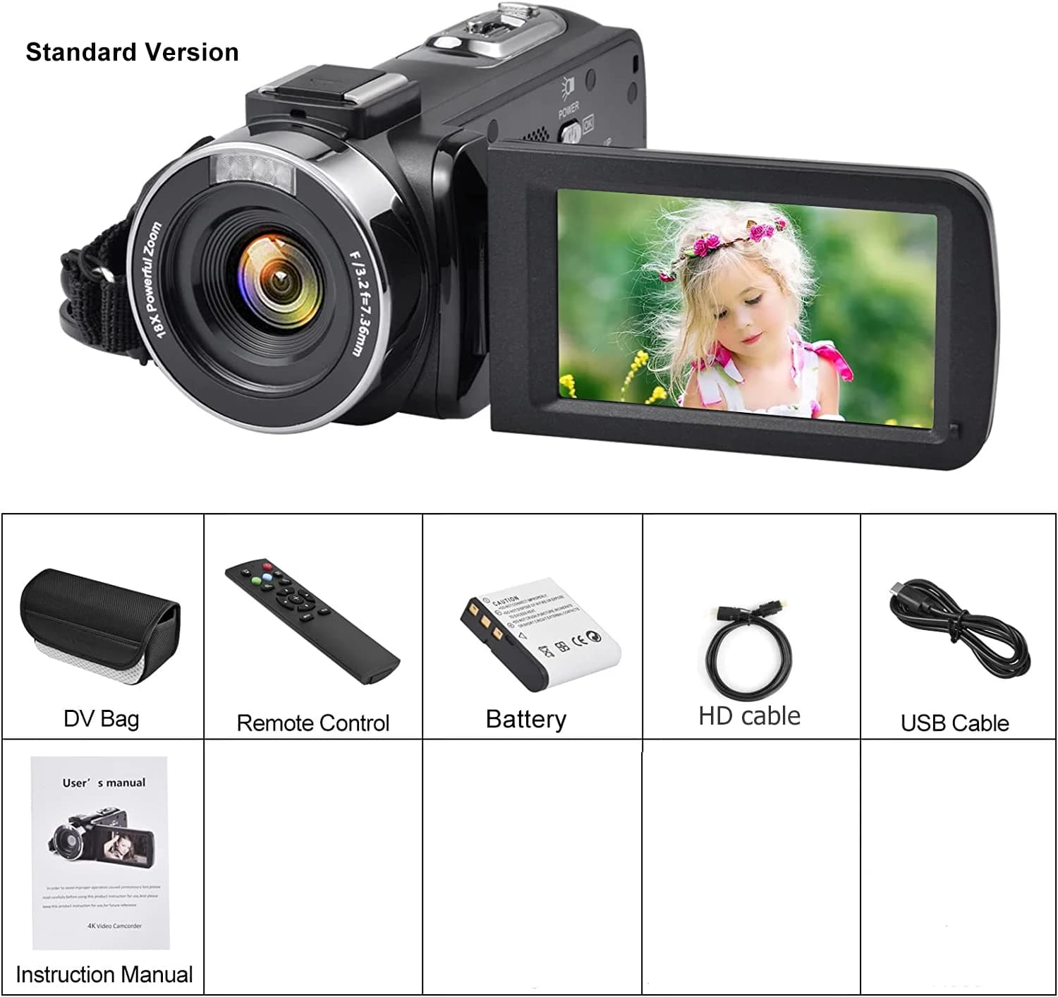 Vlogging caméra vidéo numérique 8K 64MP 18X Zoom 3 "écran tactile WIFI avec Vision nocturne IR enreg