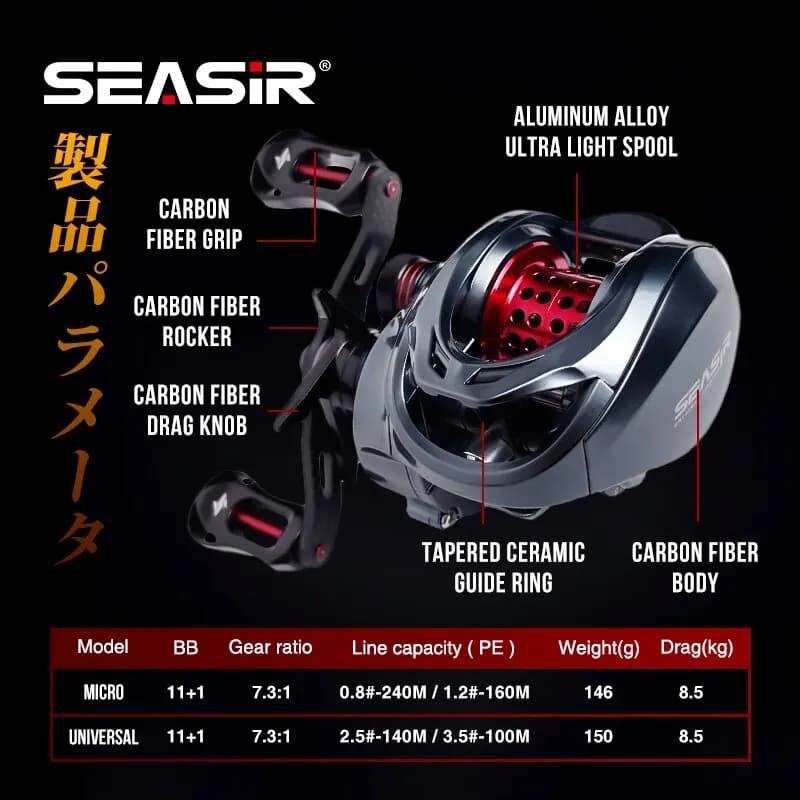 Seasir-Moulinet de pêche Baitcasting Mansory, carbone ultraléger, rapport HS 11 + 1 146: 1, roulemen
