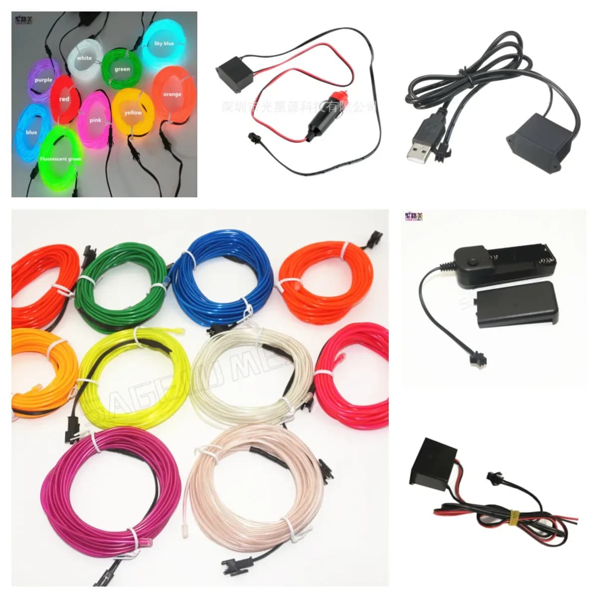 3V 5V 12V 2M/3M/5M néon danse fête décor lumière néon lampe à LED Flexible EL fil corde Tube LED éta