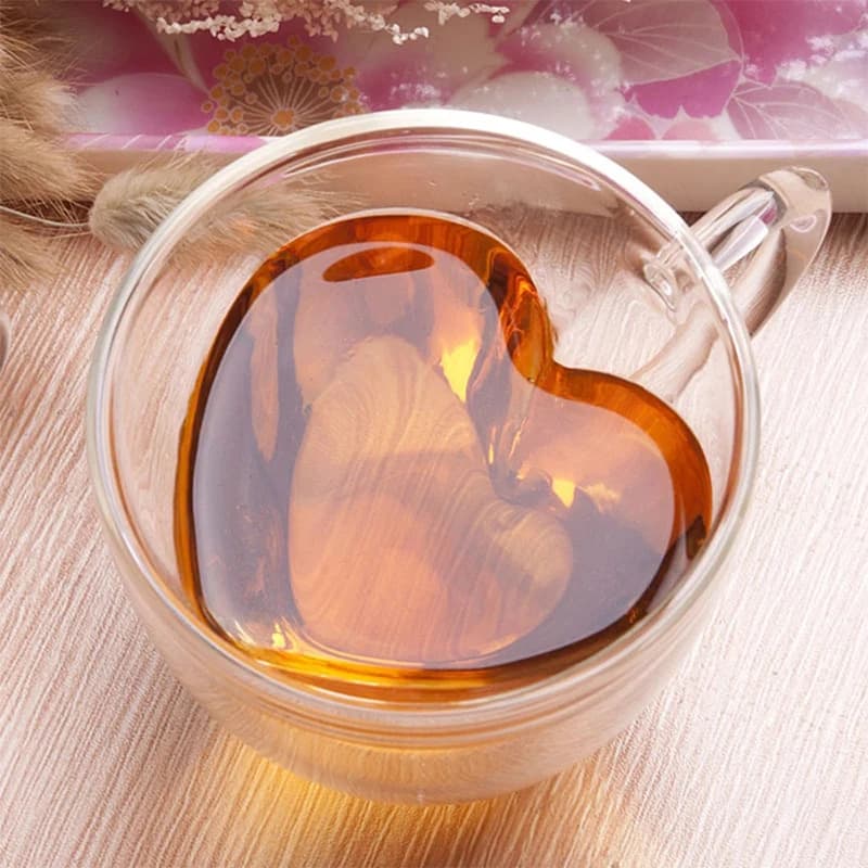 Tasse en verre en forme de cœur d'amour, tasses de Couple, Double tasse en verre, verres à vin résis