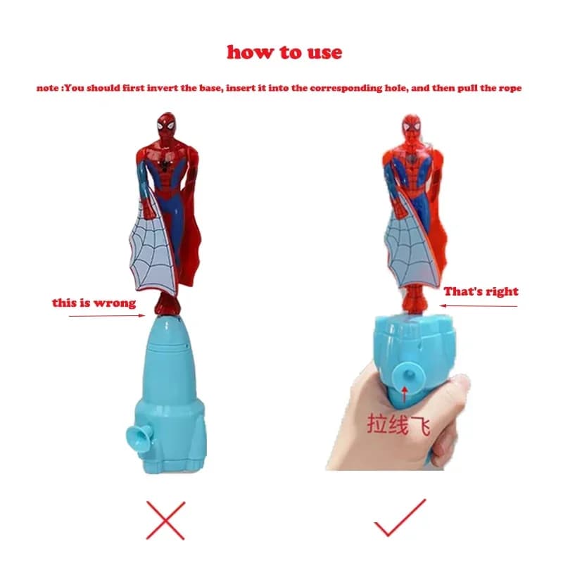 Anime Spiderman bambou libellule volant jouet Iron Man capitaine rotatif chaîne jouets volants jouet