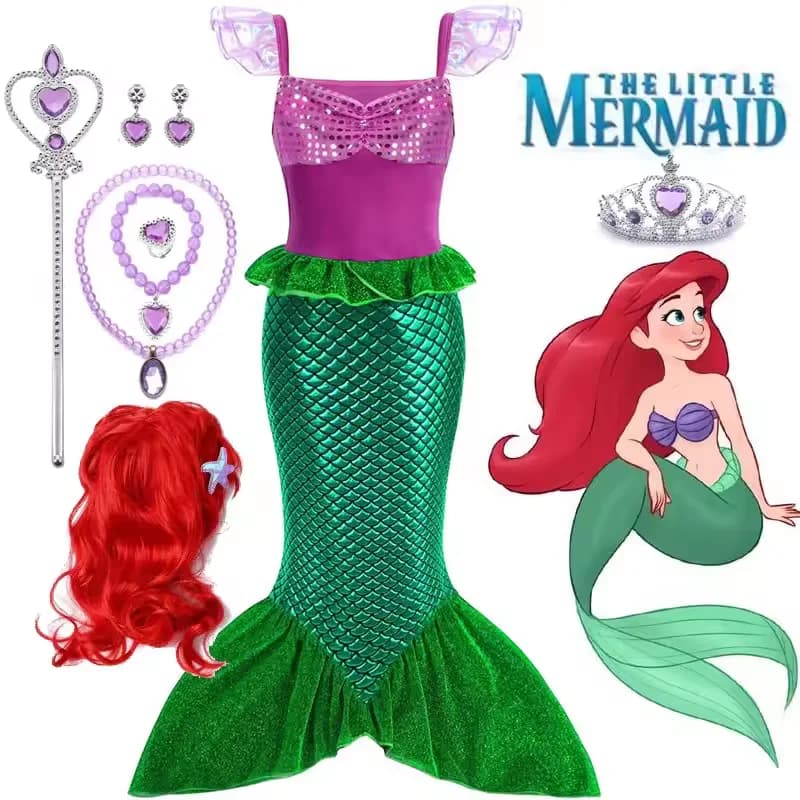 Filles Cosplay Disney petite sirène Ariel bal princesse Costumes enfants été tenue décontractée Hall