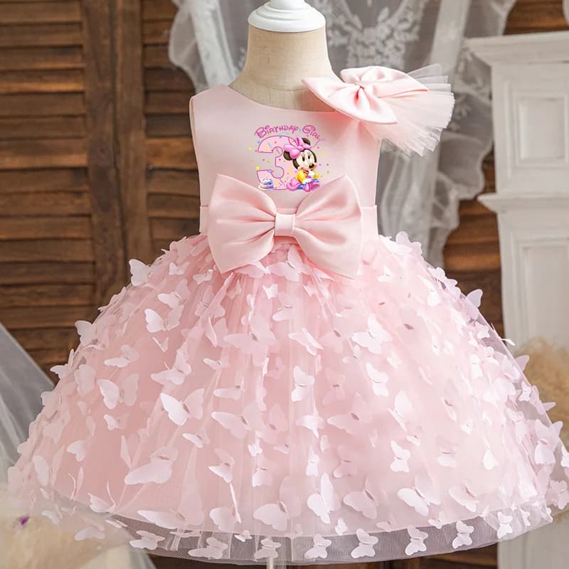 Robe de princesse d'anniversaire pour filles, vêtements pour enfants, tenues de fête Mickey Minnie M