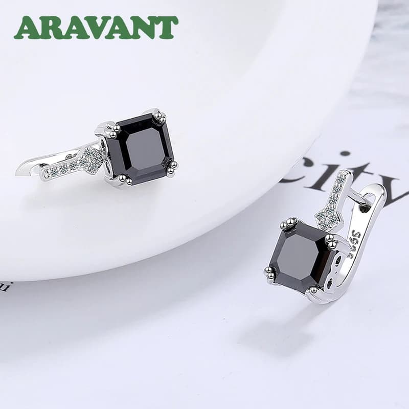 Aravant-Boucles d'oreilles carrées en argent regardé 925 pour femme, bijoux fantaisie