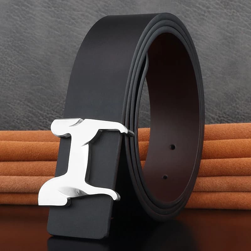 Haute qualité en acier inoxydable cheval glisser boucle hommes ceintures 3.8 cm de large en cuir vér