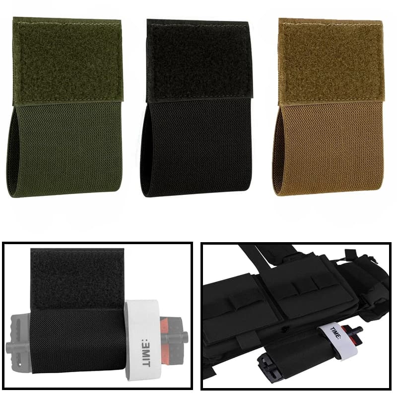 Support de garrot élastique avec crochet et boucle, 2 pièces, pochette EDC d'extérieur, porte-plaque