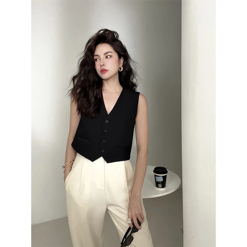 MEXZT-Blazer court vintage pour femme, gilet imbibé noir, vestes coréennes, manteau en fibre blanche