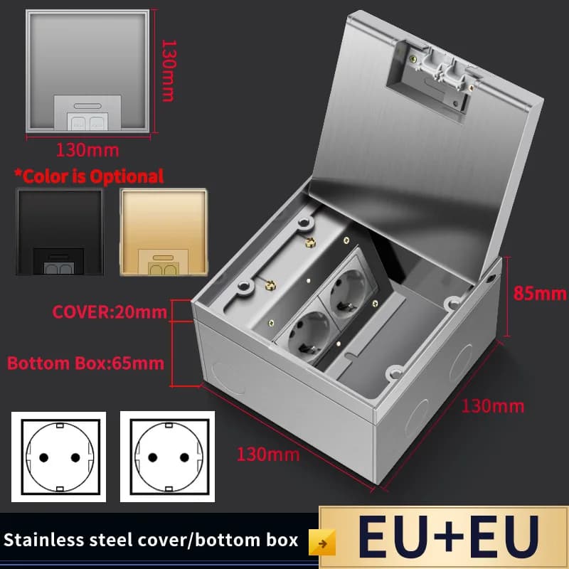 Prise de sol dissimulée ultra-mince en acier inoxydable 304, étanche et intégrée pour surfaces plate