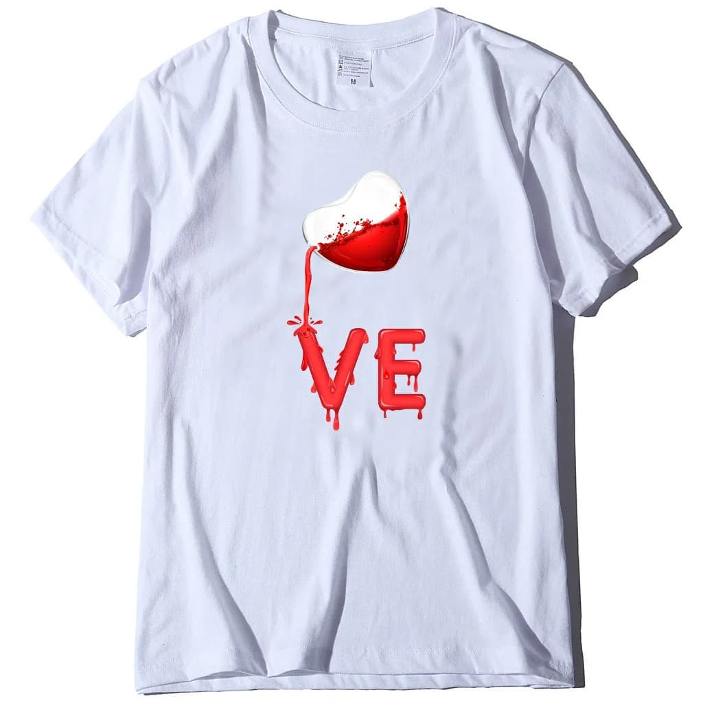 Roi reine Couples T-shirt Pour coeur imprimé Couple T-shirt été mode femme T-shirt décontracté haut 