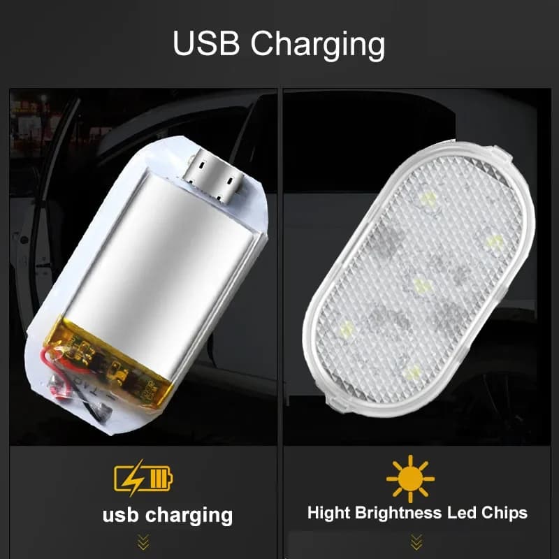 2-pack Led porte de voiture lumière intérieur de voiture USB Rechargeable sans fil interrupteur magn