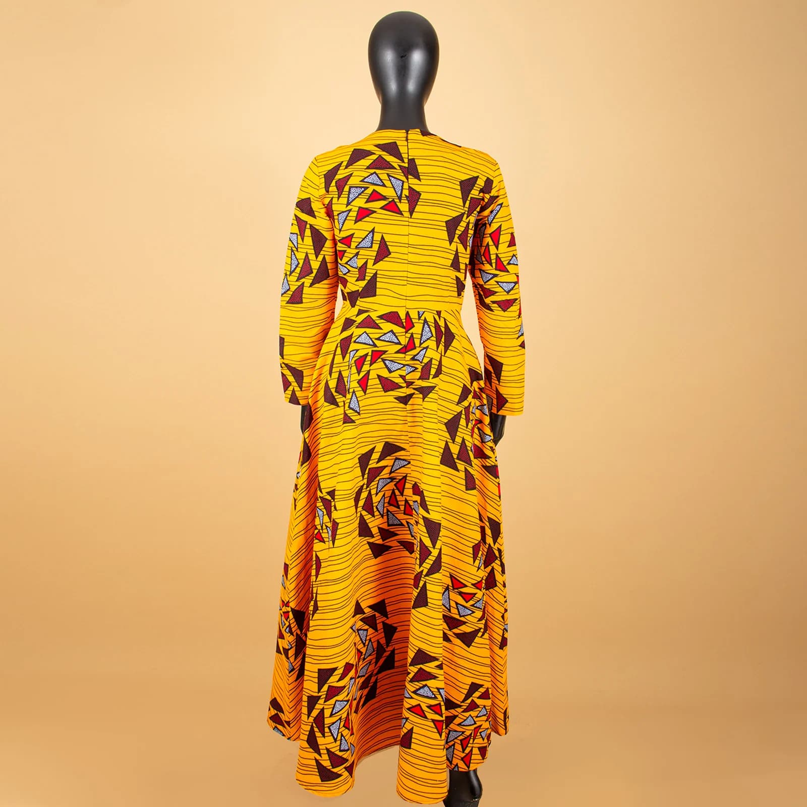 AfriPrecCasual-Robe trapèze en coton pour femmes, tissu imprimé Ankara, manches longues, sans bretel