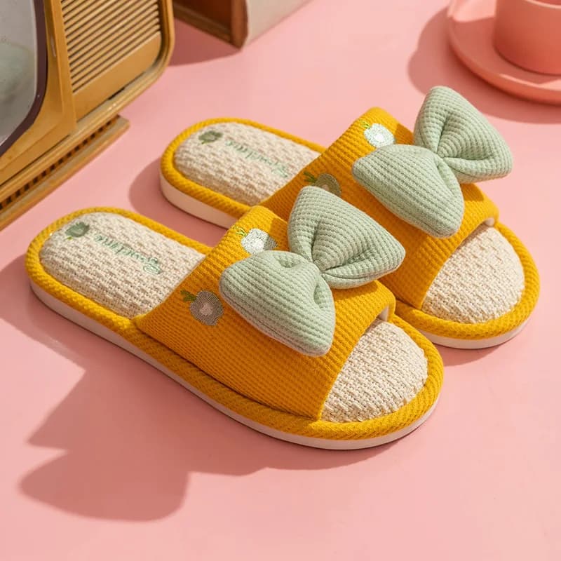 Chaussons en lin confortables pour couple, semelle épaisse et douce, chaussures d'intérieur respiran